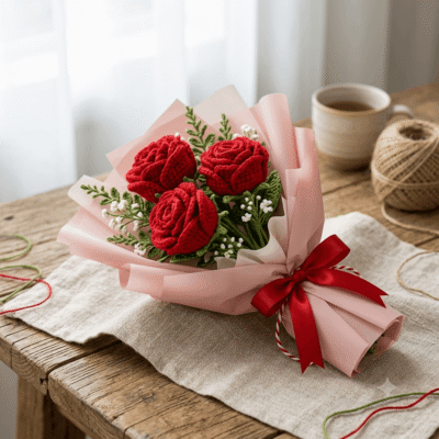 3 Roses Handmade Bouquet