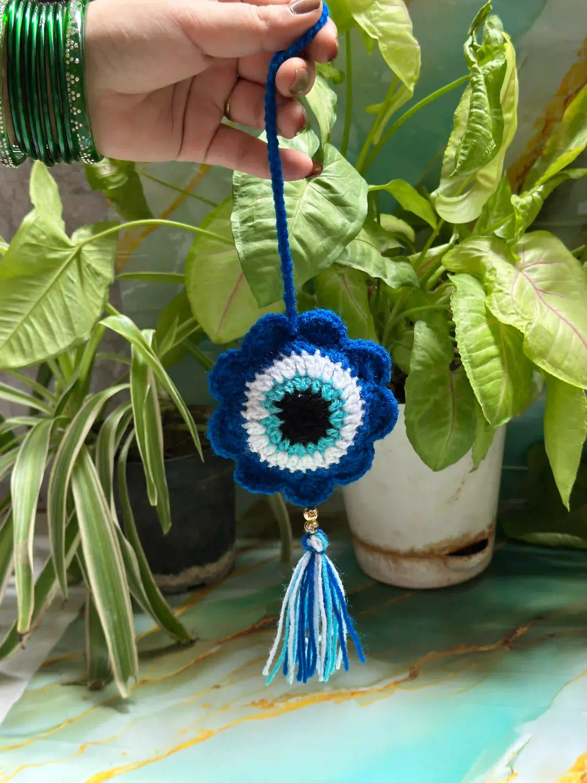 Crochet Hanging Nazarbattu for Car