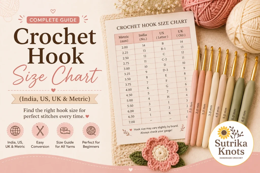 Crochet Hook Size Chart (India, US, UK & Metric) – Complete Guide