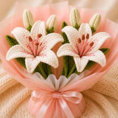 Double Handcrafted Lilies Crochet Flowers