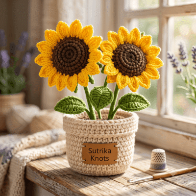 Handcrafted Double Sunflower Pot