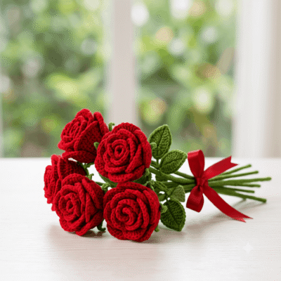 Handcrafted Roses Crochet Flowers