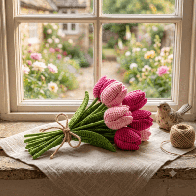 Handcrafted Tulips Crochet Flowers