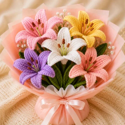 Mix 5 Lilies Bouquet Handmade